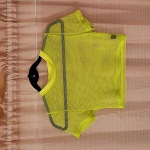 Shein Neon Yellow Mesh Crop Top Small